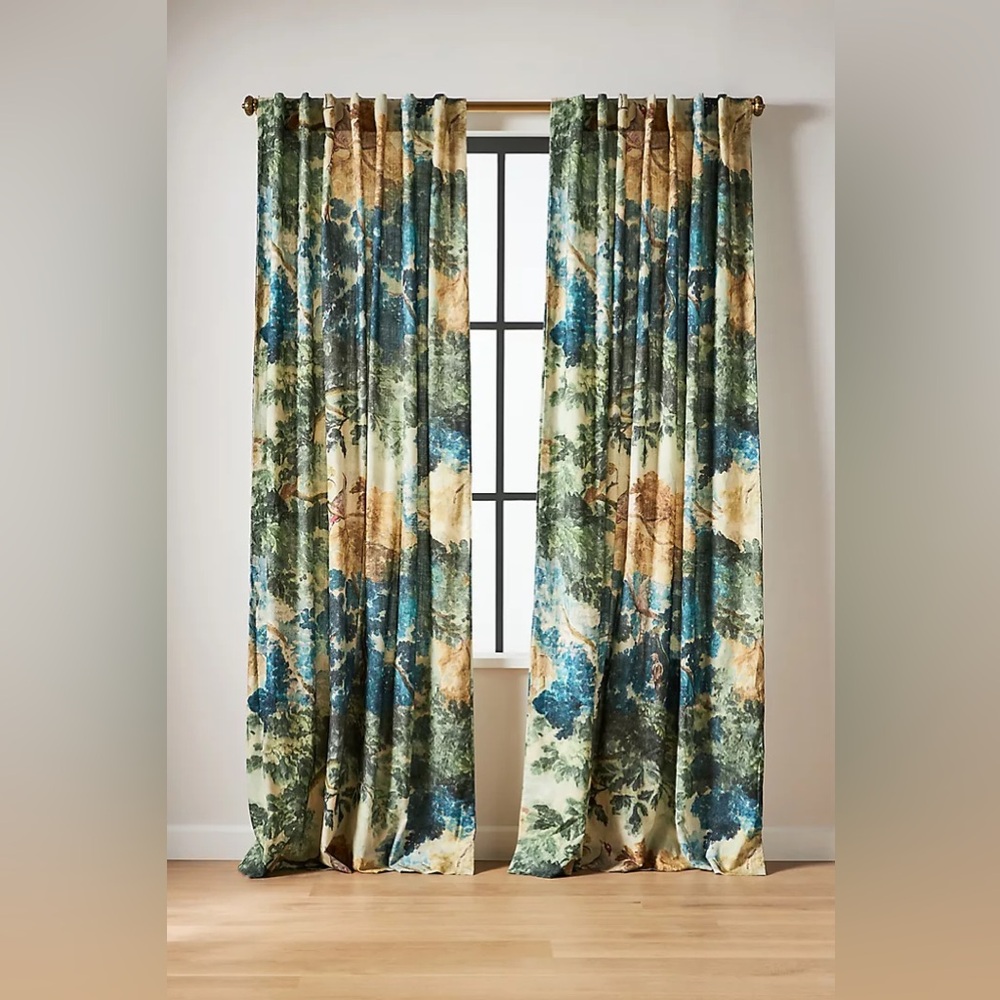 New Anthropologie Home Decor Judarn Printed Cotton Window Curtain Panel 50x84